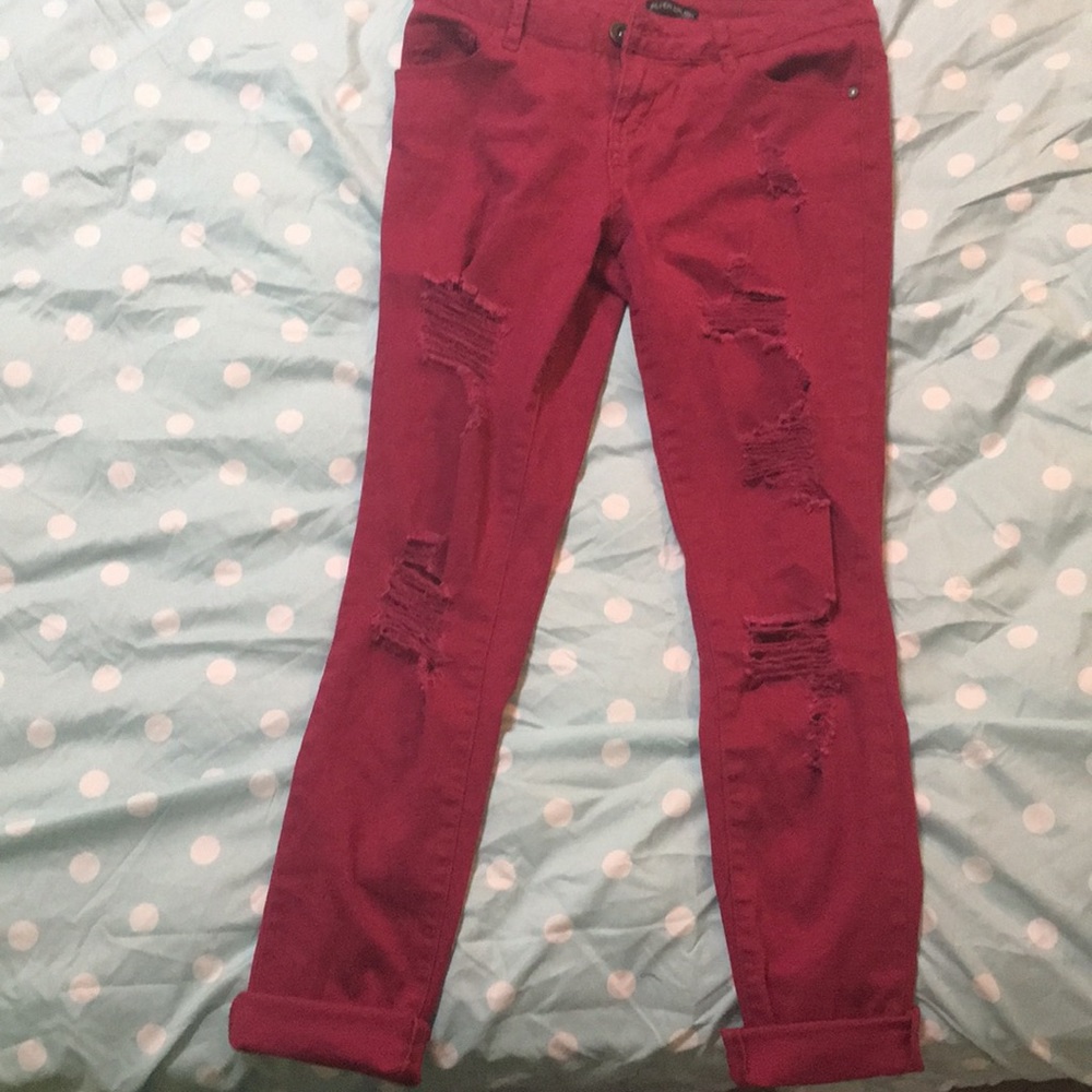 Pink ripped jeans